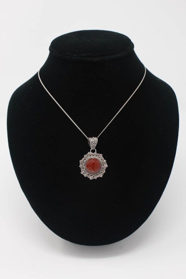 Carnelian Pendant with Silver Detail